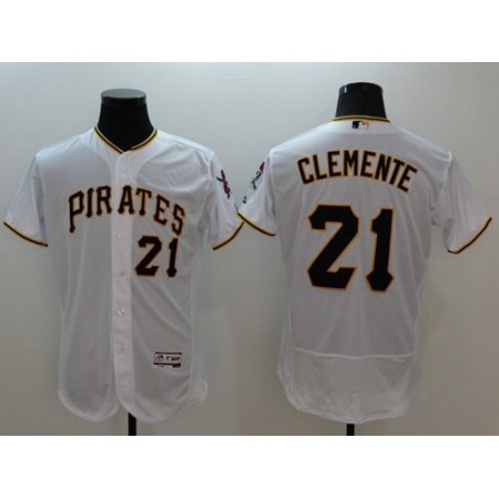 Pirates #21 Roberto Clemente White Flexbase Authentic Collection Stitched MLB Jersey