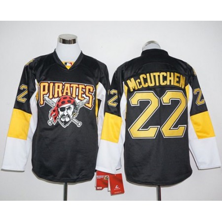 Pirates #22 Andrew McCutchen Black Long Sleeve Stitched MLB Jersey