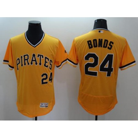 Pirates #24 Barry Bonds Gold Flexbase Authentic Collection Cooperstown Stitched MLB Jersey