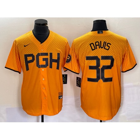 Men's Pittsburgh Pirates #32 Henry Davis Gold 2023 City Connect Stitched Jersey