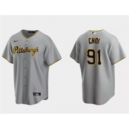Men's Pittsburgh Pirates #91 Ji Man Choi Grey Cool Base Stitched Baseball Jersey
