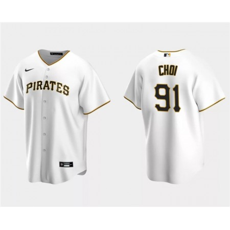 Men's Pittsburgh Pirates #91 Ji Man Choi White Cool Base Stitched Baseball Jersey