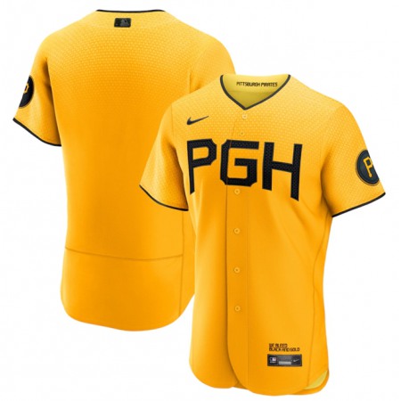 Men's Pittsburgh Pirates Blank Gold 2023 City Connect Flex Base Stitched Jersey