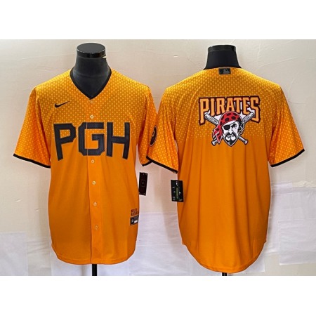 Men's Pittsburgh Pirates Gold 2023 City Connect Team Big Logo Stitched Jersey