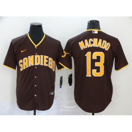 Men's San Diego Padres Majestic Coffee #13 Manny Machado Stitched MLB Jersey