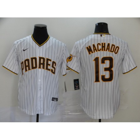 Men's San Diego Padres Majestic White #13 Manny Machado Stitched MLB Jersey