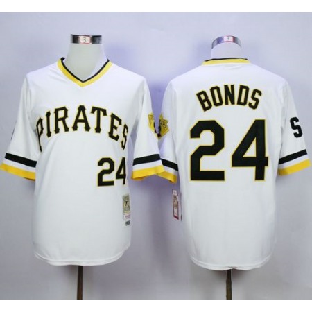 Mitchell And Ness Pirates #24 Barry Bonds White Throwback Stitched MLB Jersey