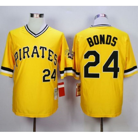 Mitchell And Ness Pirates #24 Barry Bonds Yellow Throwback Stitched MLB Jersey