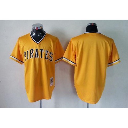 Mitchell And Ness Pirates Blank Yellow Throwback Stitched MLB Jersey