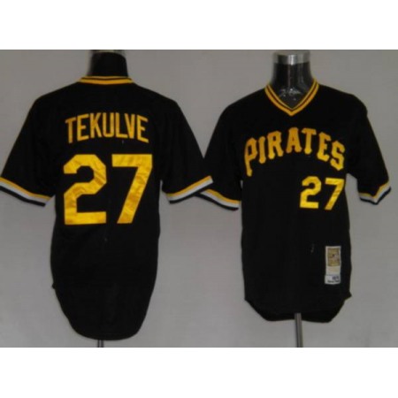 Mitchell and Ness Pirates #27 Kent Tekulve Stitched Black Throwback MLB Jersey