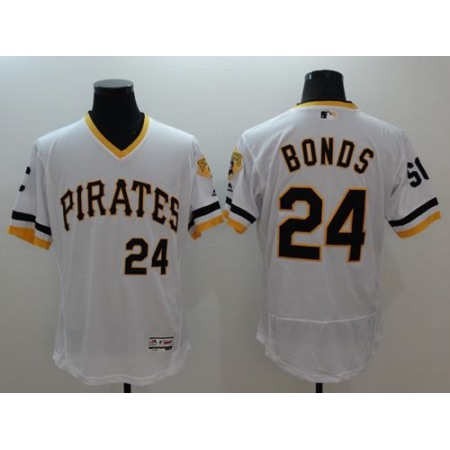 Pirates #24 Barry Bonds White Flexbase Authentic Collection Cooperstown Stitched MLB Jersey