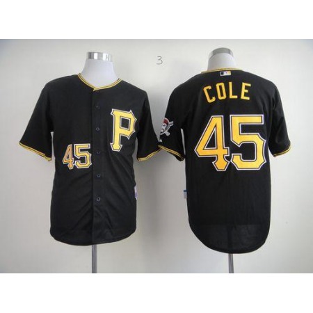 Pirates #45 Gerrit Cole Black Cool Base Stitched MLB Jersey