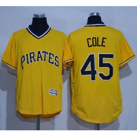 Pirates #45 Gerrit Cole Gold Flexbase Authentic Collection Cooperstown Stitched MLB Jersey