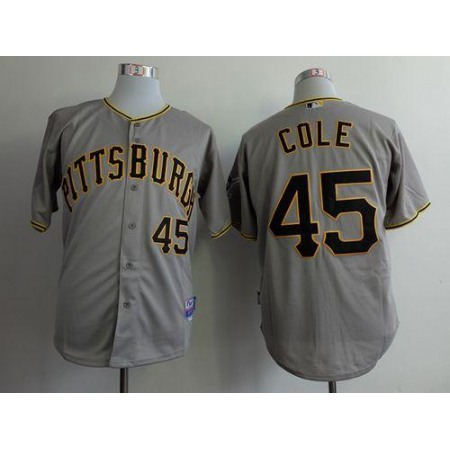 Pirates #45 Gerrit Cole Grey Cool Base Stitched MLB Jersey