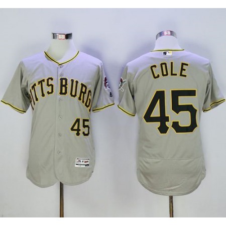 Pirates #45 Gerrit Cole Grey Flexbase Authentic Collection Stitched MLB Jersey