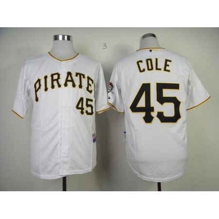 Pirates #45 Gerrit Cole White Cool Base Stitched MLB Jersey