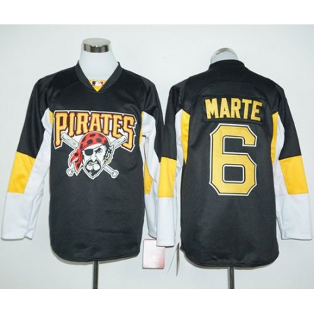 Pirates #6 Starling Marte Black Long Sleeve Stitched MLB Jersey