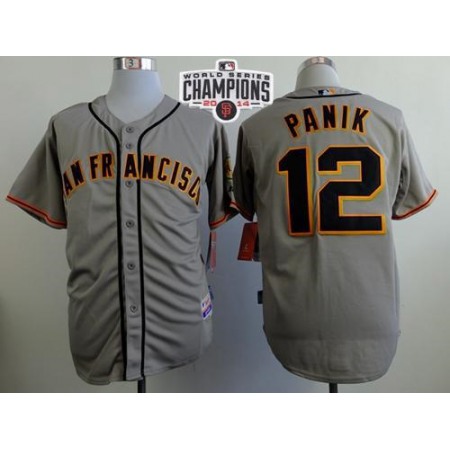Giants #12 Joe Panik Grey Road Cool Base W/2014 World Series Champions Stitched MLB Jersey