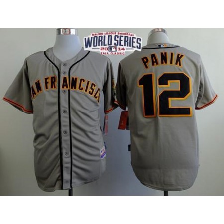 Giants #12 Joe Panik Grey Road Cool Base W/2014 World Series Patch Stitched MLB Jersey