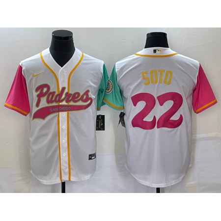 Men's San Diego Padres #22 Juan Soto White City Connect Cool Base Stitched Baseball Jersey