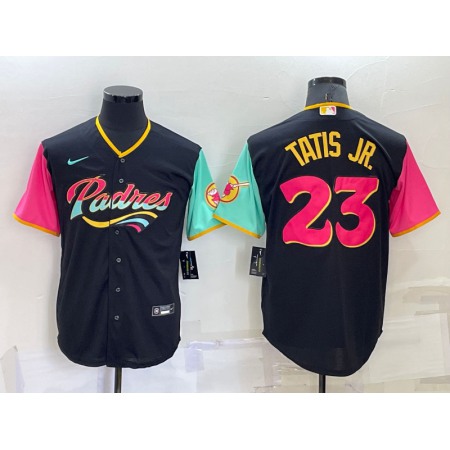 Men's San Diego Padres #23 Fernando Tatis Jr. 2022 Black City Connect Cool Base Stitched Jersey