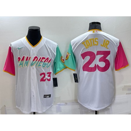 Men's San Diego Padres #23 Fernando Tatis Jr. 2022 White City Connect Cool Base Stitched Jersey
