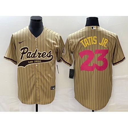 Men's San Diego Padres #23 Fernando Tatis Jr. Tan Cool Base Stitched Baseball Jersey