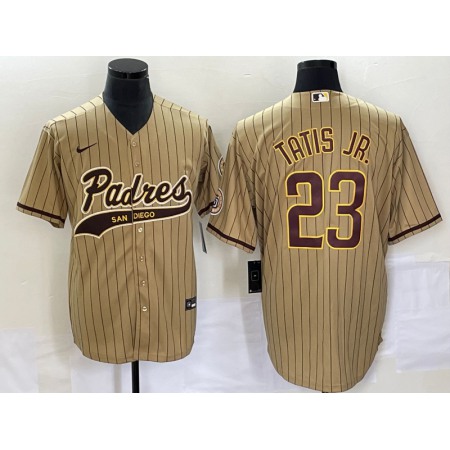 Men's San Diego Padres #23 Fernando Tatis Jr. Tan Cool Base Stitched Baseball Jersey