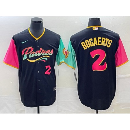 Men's San Diego Padres #2 Xander Bogaerts 2022 Black City Connect With Patch Cool Base Stitched Baseball Jersey