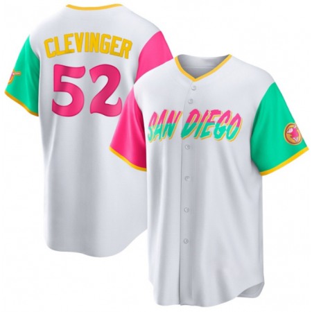 Men's San Diego Padres #52 Mike Clevinger 2022 White City Connect Cool Base Stitched Jersey