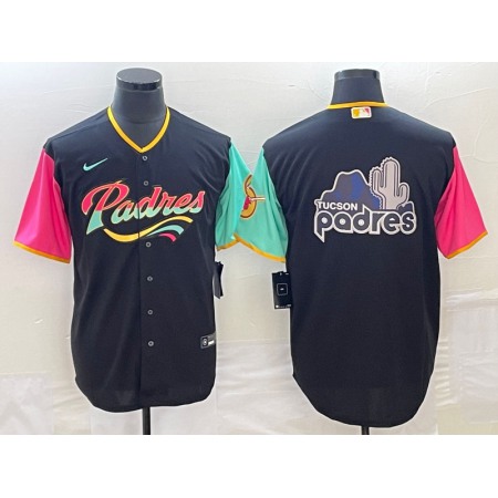 Men's San Diego Padres Black Team Big Logo City Connect Cool Base Stitched Baseball Jersey