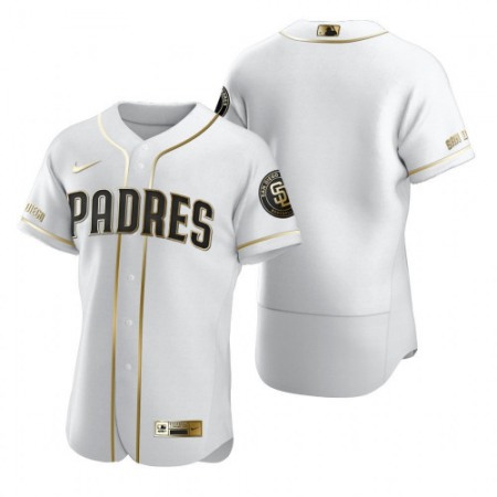 Men's San Diego Padres Blank 2020 White Golden Flex Base Stitched MLB Jersey