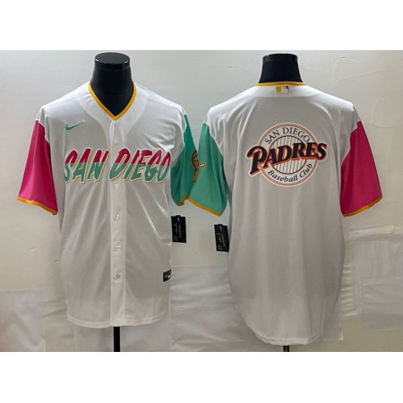 Men's San Diego Padres White Team Big Logo City Connect Cool Base Stitched Baseball Jersey