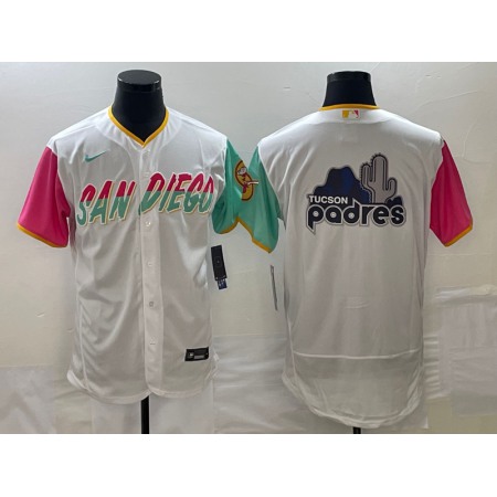 Men's San Diego Padres White Team Big Logo City Connect Flex Base Stitched Baseball Jersey