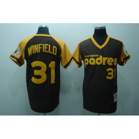 Mitchell and Ness Padres #31 Dave Winfield Stitched Coffee Throwback MLB Jersey