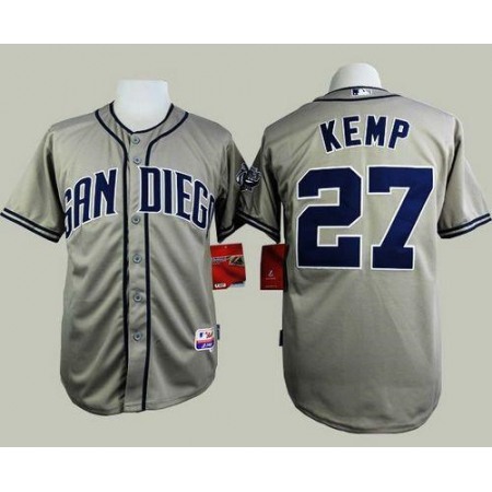 Padres #27 Matt Kemp Grey Cool Base Stitched MLB Jersey