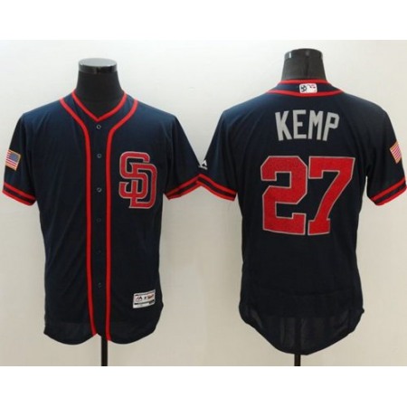 Padres #27 Matt Kemp Navy Blue Fashion Stars & Stripes Flexbase Authentic Stitched MLB Jersey
