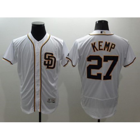 Padres #27 Matt Kemp White Flexbase Authentic Collection Stitched MLB Jersey