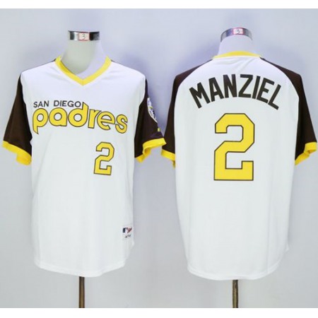 Padres #2 Johnny Manziel White 1978 Turn Back The Clock Stitched MLB Jersey