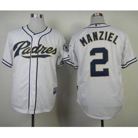 Padres #2 Johnny Manziel White Cool Base Stitched MLB Jersey