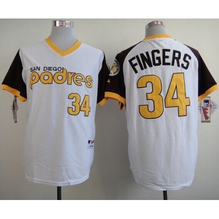 Padres #34 Rollie Fingers White 1978 Turn Back The Clock Stitched MLB Jersey
