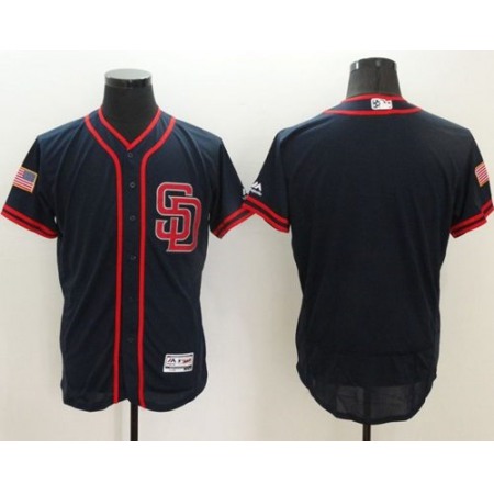Padres Blank Navy Blue Fashion Stars & Stripes Flexbase Authentic Stitched MLB Jersey