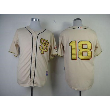 Giants #18 Matt Cain Cream Gold No. Stitched MLB Jersey