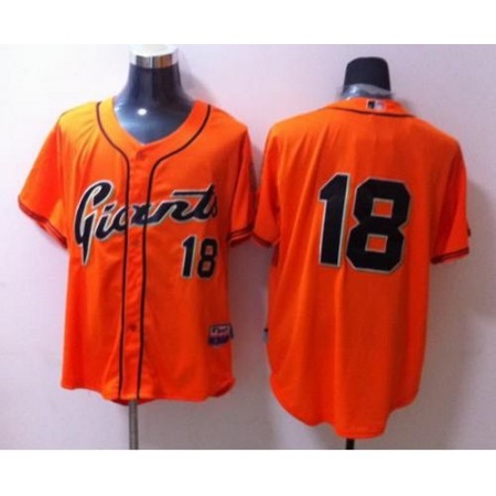Giants #18 Matt Cain Orange Stitched MLB Jersey