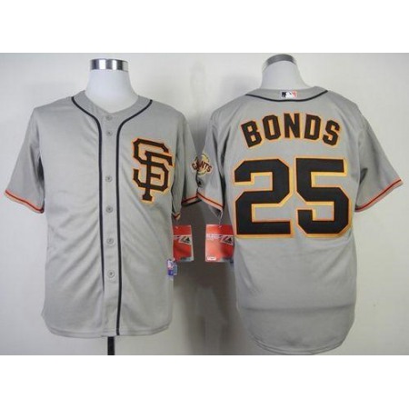 Giants #25 Barry Bonds Grey Cool Base Road 2 Stitched MLB Jersey