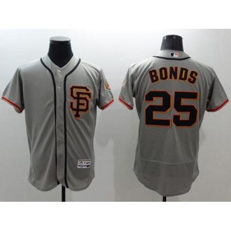Giants #25 Barry Bonds Grey Flexbase Authentic Collection Road 2 Stitched MLB Jersey