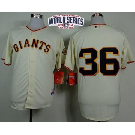 Giants #36 Gaylord Perry Cream Home Cool Base W/2014 World Series Patch Stitched MLB Jersey