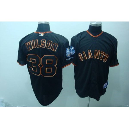 Giants #38 Brian Wilson Black Cool Base w/2010 World Series Patch Stitched MLB Jersey