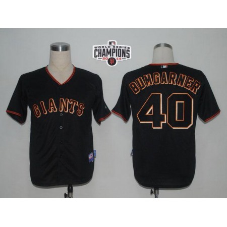 Giants #40 Madison Bumgarner Black Cool Base W/2014 World Series Champions Patch Stitched MLB Jersey