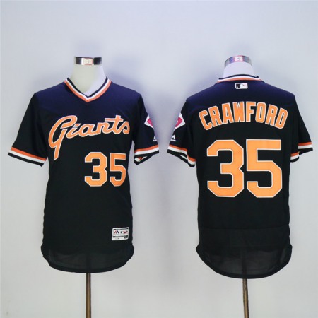Men's San Francisco Giants #35 Brandon Crawford Black Cool Base Cooperstown Collection Player Stitched MLB Jersey